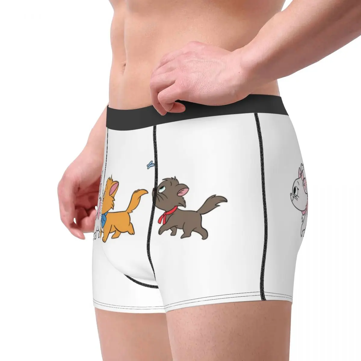 Custom Funny Marie Walking Underwear Men Stretch Cartoon Kitten Boxer Briefs Shorts Panties Soft Underpants For Male