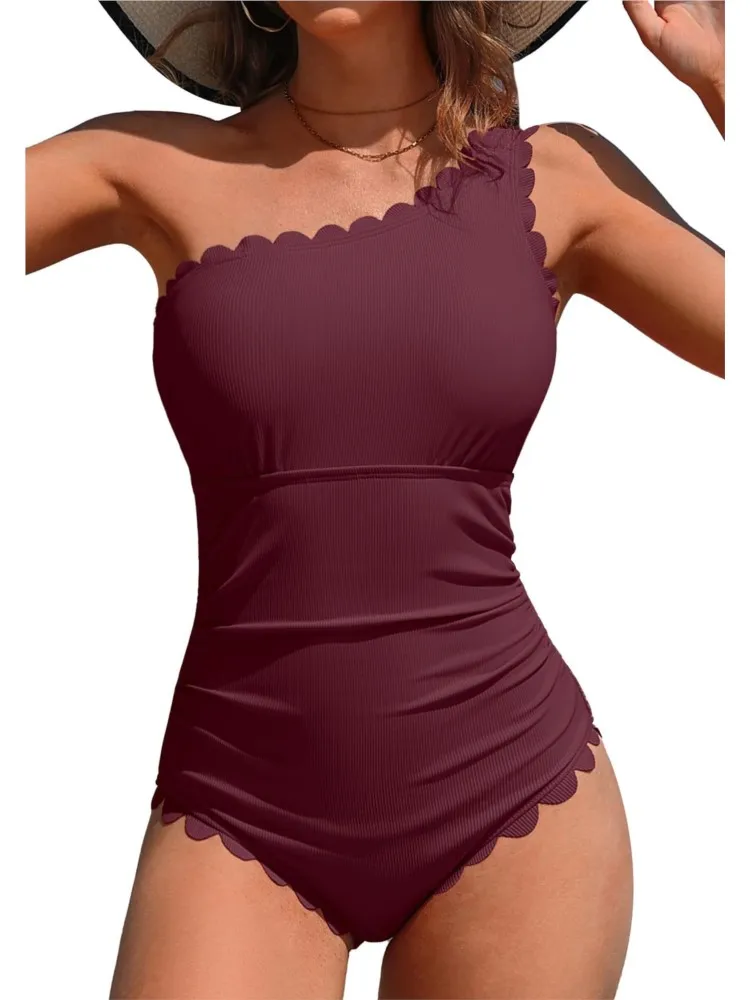 Nuevo traje de baño Sexy de cintura alta para mujer, traje de baño de un hombro, conjunto de Bikini, traje de baño para mujer, traje de baño para playa para mujer