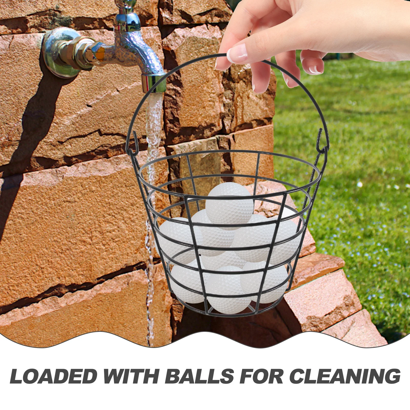 

2 Pcs Golf Basket Ball Bucket Container Practice Outdoor Storage Iron Containers Man