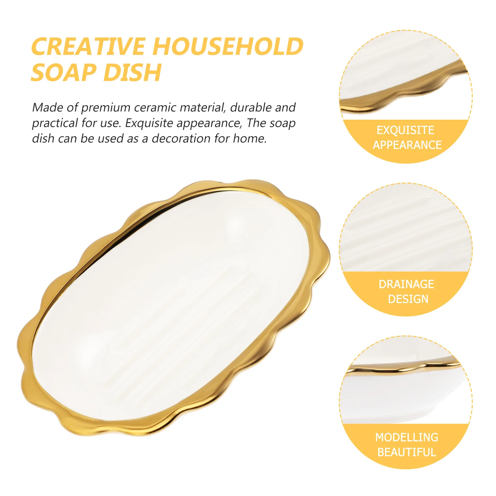 

Exquisite Ceramic Soap Holder Sturdy Soap Dish with Efficient Drain Design for Long Term Use Bathroom Essentials