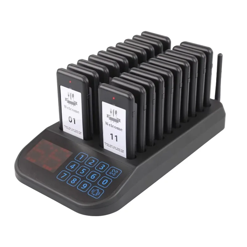 Wireless Restaurant Pager System Black Touch Panel Wireless Calling System for Coffee Shop Restaurant
