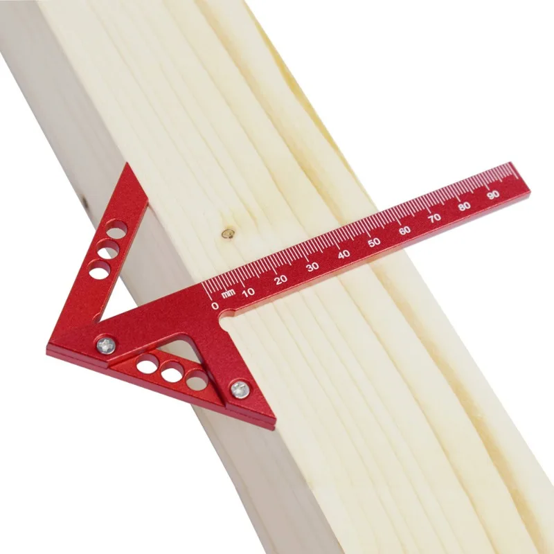 45/90 درجة مركز مكتشف النجارة مربع الزاوية اليمنى خط قياس الألومنيوم الكاتب نجار حاكم أداة قياس الخشب #4