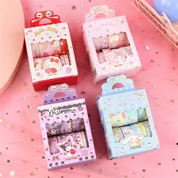 10Roll/Box Sanrio Stickers Roll Box Kuromi Cinnamoroll Hello Kitty Scrapbook Reward Sticker Label Decal Handmade Gifts Kids Toys