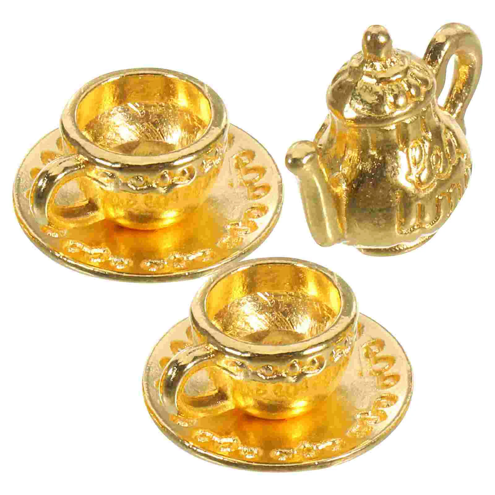 

Mini Teapot Set Coffee Household Scene Layout Prop Metal Zinc Alloy Desktop Decor Pots