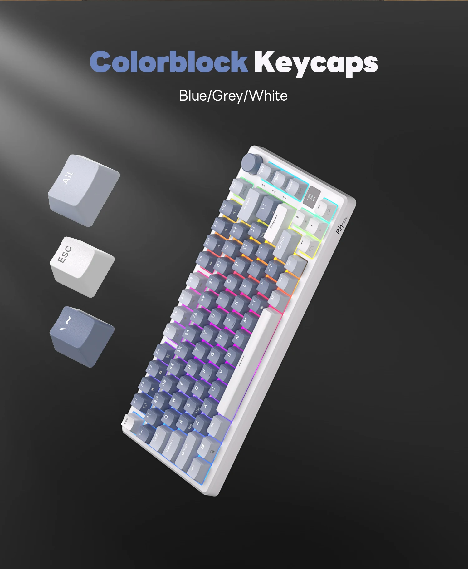 RK ROYAL KLUDGE RK M75 Gasket Mechanical Keyboard 81 Keys RGB Backlit Hot-Swappable 2.4G Wireless/Bluetooth/USB-C Gamer Keyboard