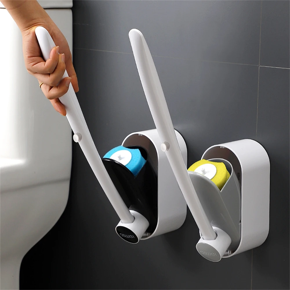 

Disposable Toilet Brush Cleaning Tools No Dead Angle Household Throwable Replacement Head Wall-Mounted Bathroom Accessories Set