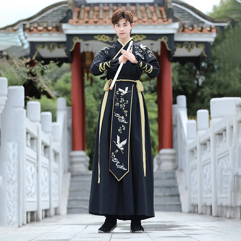 Men 4XL Ancient Chinese Dress Hanfu Traditional Dresses China Style Martial Arts Cosplay Costume Kimono Student Clothing