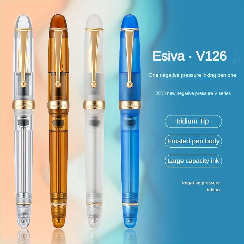 

Asvine V126 Acrylic Fountain Pen EF/F/M 0.38 0.5 0.7mm Nib, Transparent Green Blue Orange Colors Pens,office School Stationery