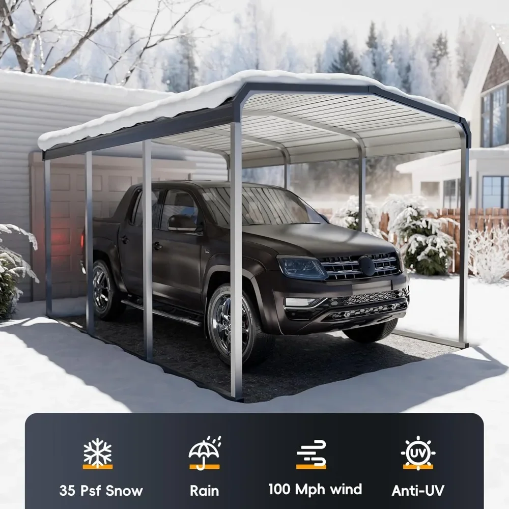 Heavy Duty Metal Carport with Galvanized Steel Roof and Metal Carport Kits, Outdoor Carport Canopy Enhanced Base, (10x15 FT)