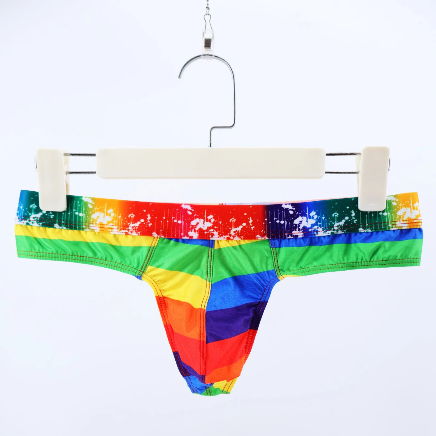 

Calcinhas Masculina Mens Underwear Wide Belt Rainbow Stripe Thong Lenceria Sexy Hombre Man G String Mannen Lingerie Male Panties