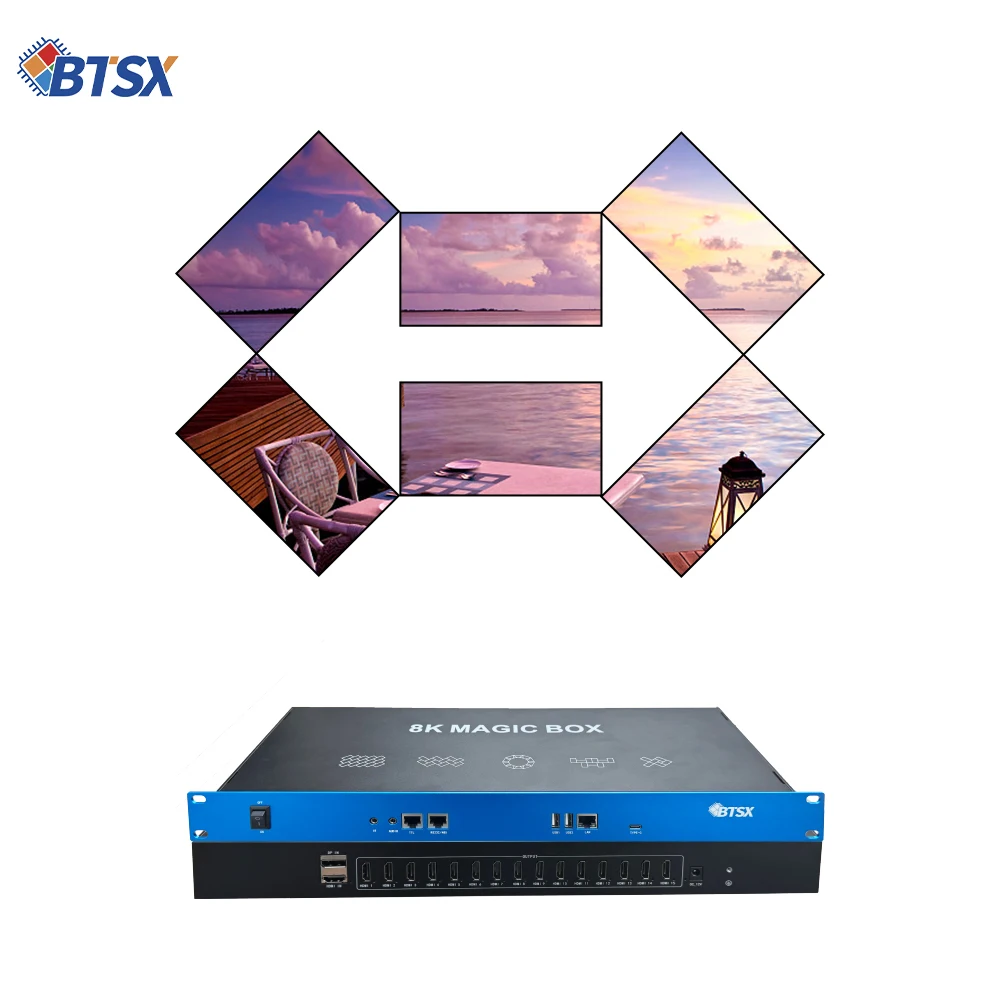 8K Video Wall Processor with 1 HDMI Input 15 HDMI Output Support 7680x4320 Decoding RS232 Control for Commercial Display