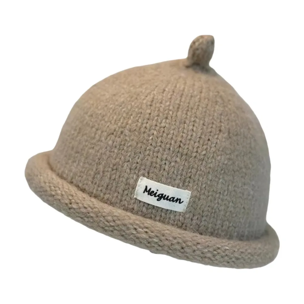 Sweet Solid Color Knitted Beanies Cap Rolled Edge Multifunction Painter Hat Hip Hop Keep Warm Melon Skin Hat Women