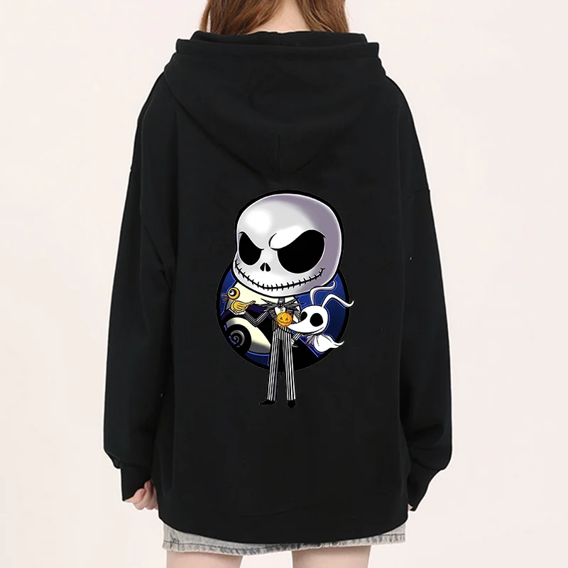 Disney Jack Skellington The Nightmare Before Christmas Couple Printed Hoodie Cartoon Skull Leisure Sports Street Student Hoodie