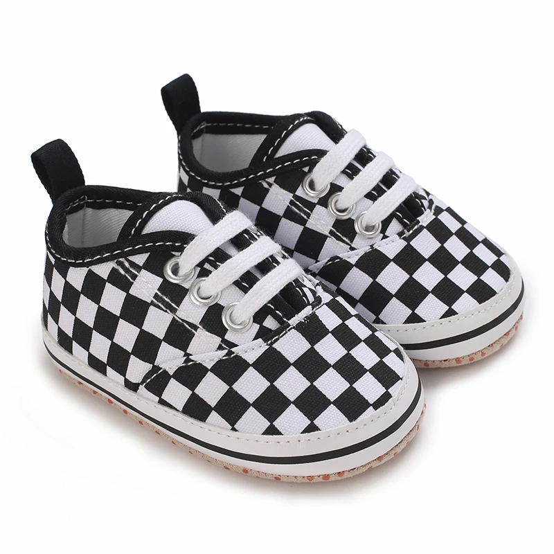 2025 New Baby Canvas Sneakers Anti-slip Soft Plaid Baby Boy Girl Shoes Newborns First Walkers Infant Baby Unisex Casual Shoes