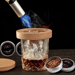 Cocktail Smoker Whiskey for Bar Drinks Kitchen Bartender Tools Wooden Smoked Wood Hood Smoker for Whiskey Alcoholic Drinks Gift