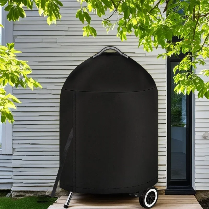 26.5x36 inch Cylindrical BBQ Cover With Top Handle,210D Outdoor Oven Grill Cover Waterproof Protection Hood Round Grill Cover