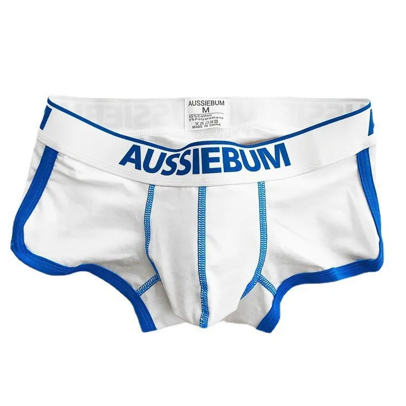 AUSSIEBUM men\'s boxers low waist U convex design jockstrap underwear College style youth elastic sexy pants