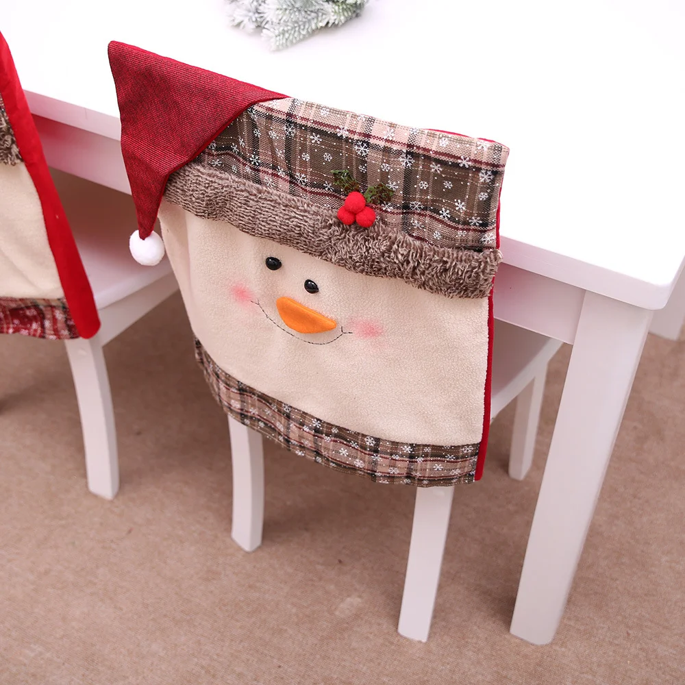 2024 New Year Christmas  Festival Decoration Santa Snowman Kitchen  Dinner Room Chair Covers