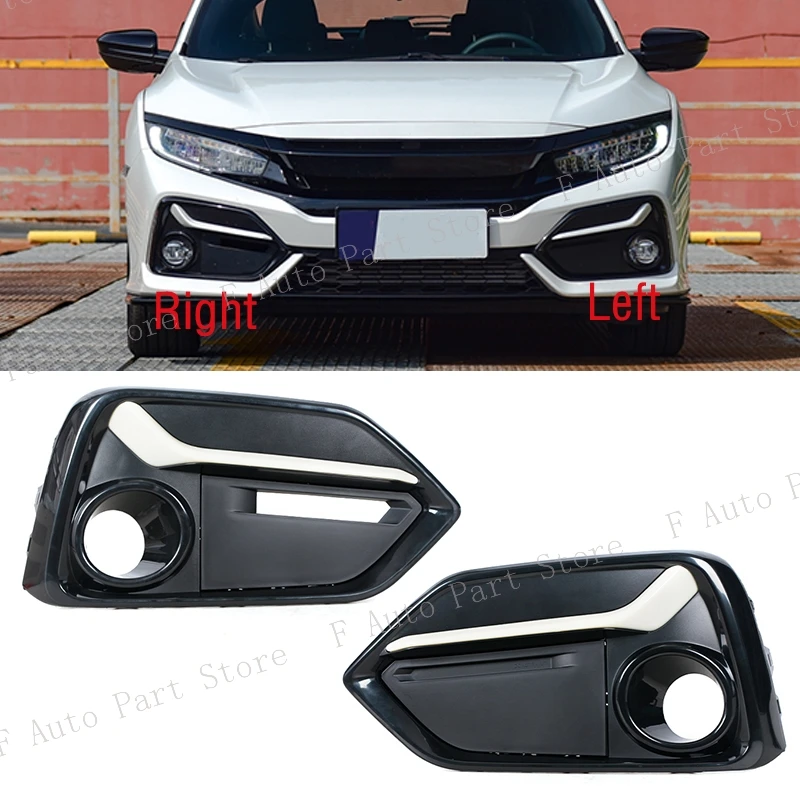 For Honda Civic Hatchback 2020-2021 Car Front Bumper Fog Light Lamp Frame Cover Foglight Foglamp Trim Lid Bezel