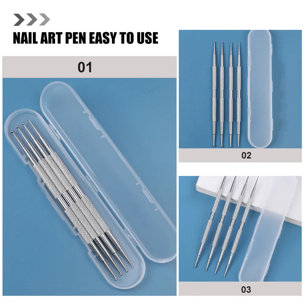 

4pcs Nail Rhinestone Picker Pen Compact Manicure Tools For Nail Art Design Women Manicure Supplies Dotting Pens Replacement