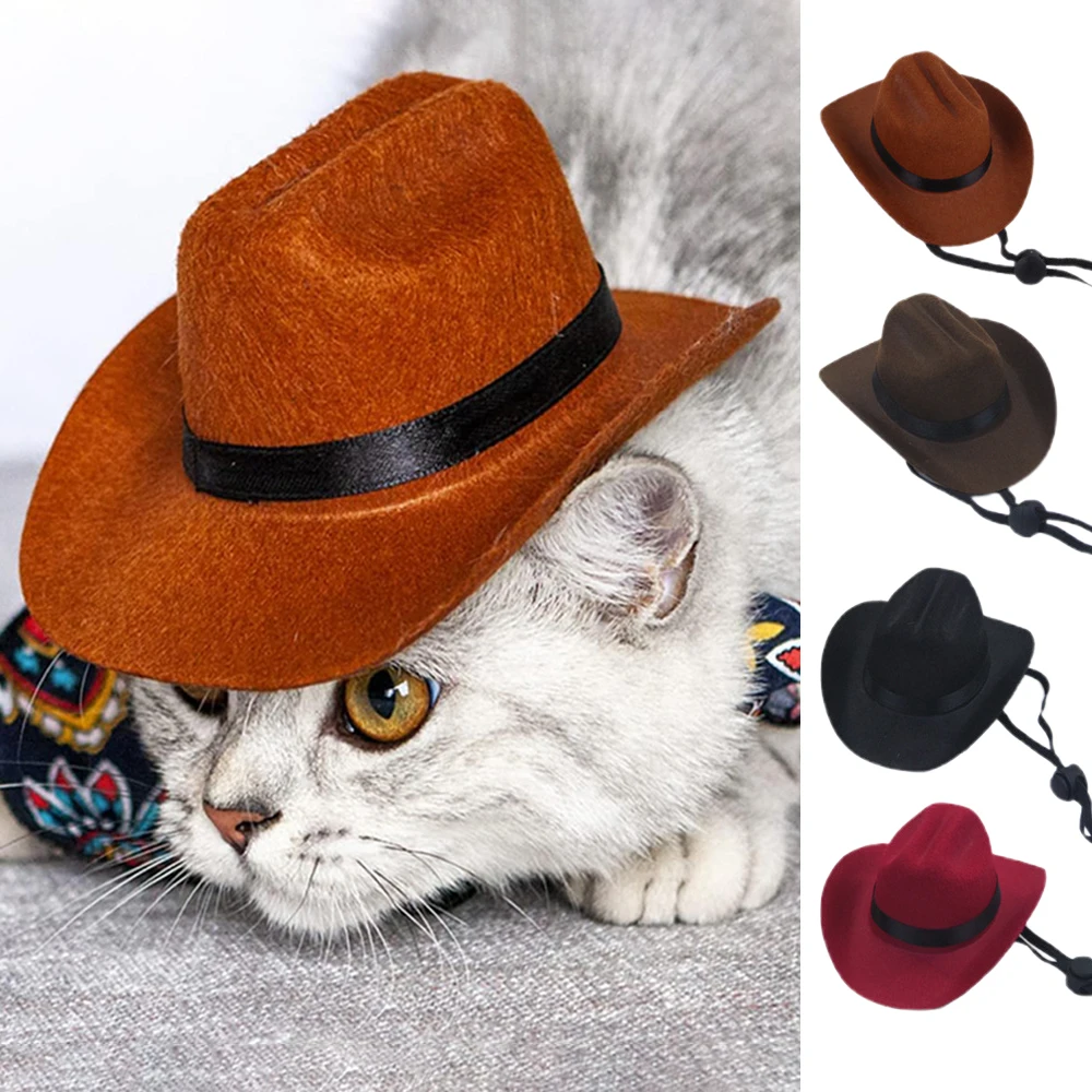 Nuevo sombrero bonito para disfraz de mascota, sombrero de vaquero occidental para perros y gatos, tamaño ajustable, tela de alta calidad, accesorios minimalistas de moda para mascotas