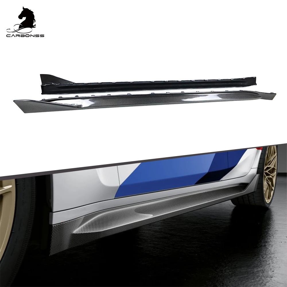 G82 M4 MP Style Dry Carbon Fiber Side Skirts Extensions For    2021+