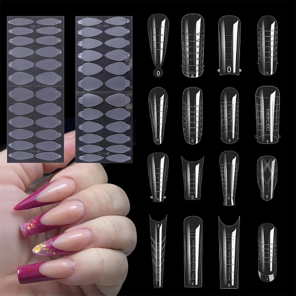 1/2/3PCS piastra per unghie finte adesivo per unghie senza opaco adesivo per pellicola per unghie in cristallo adesivo per estensione dello stampo utilizzato per la creazione di Nail Art