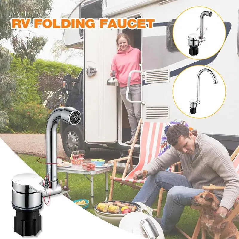 RV Folding Faucet Space Saving Brass Constructed Water Tap Foldable Faucet Boating Equipment For Bar Yacht Boathouses Campervans