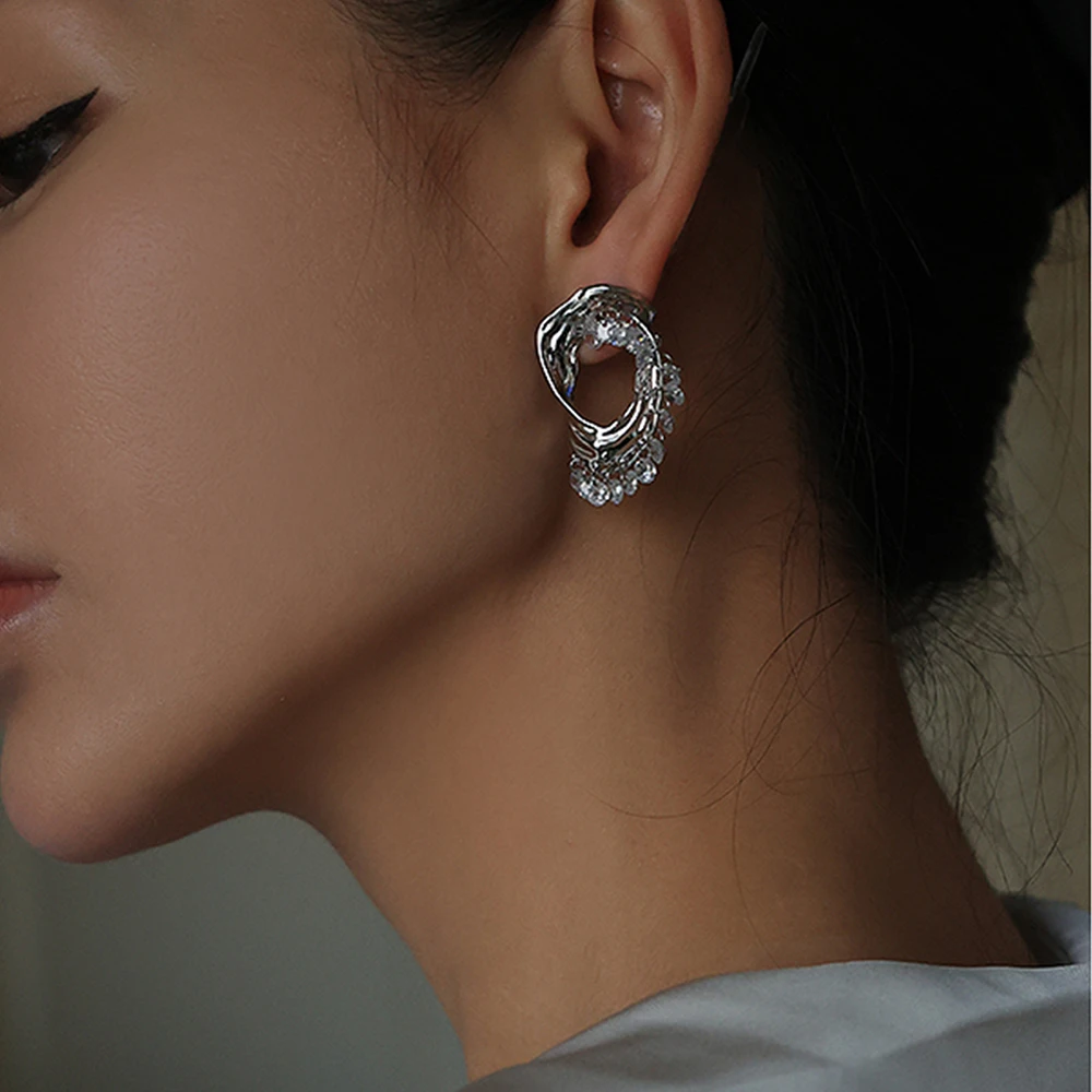 

Fashion Temperament Niche design Irregular crystal tassel Earrings for women's Girl party gift Jewelry wholesale