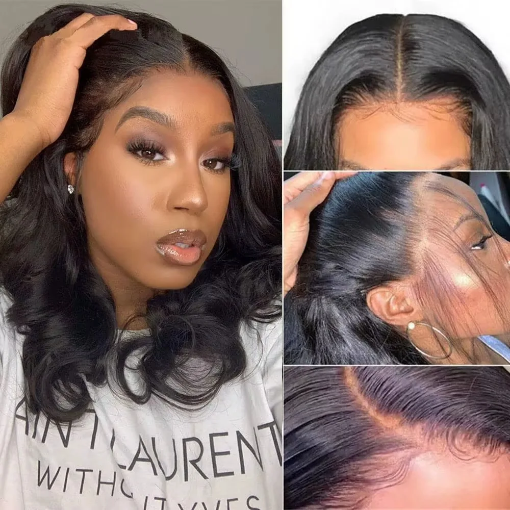 

Loose Wave Bob Wig Human Hair Middle T Lace Front Wigs Human Hair Body Wave Wigs Human Hair Pre Plucked For Black Women 180%