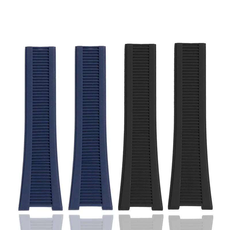 25*13 มม. Notch สายนาฬิกาซิลิโคนสีดําสีน้ําตาลสีเทาผู้ชายสําหรับ Patek Philippe Nautilus Series 5711 5726 5712 สร้อยข้อมือ