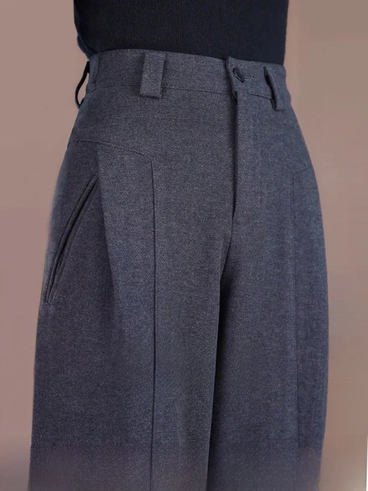 ay Hose mit weitem Bein, Damen-Anzug mit hoher Taille, Sle Drapey, schlankmachende Freizeithose, Pendelfreundlich, gerader Schnitt