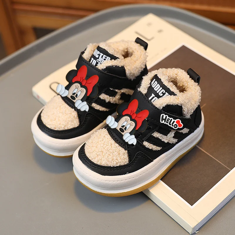 ديزني ميكي ماوس الطفل زائد الصوف حذاء كاجوال الشتاء طفل أحذية قطنية فتاة صوف الضأن الدافئة حذاء طفل صغير الرضع لينة وحيد الصبي #3