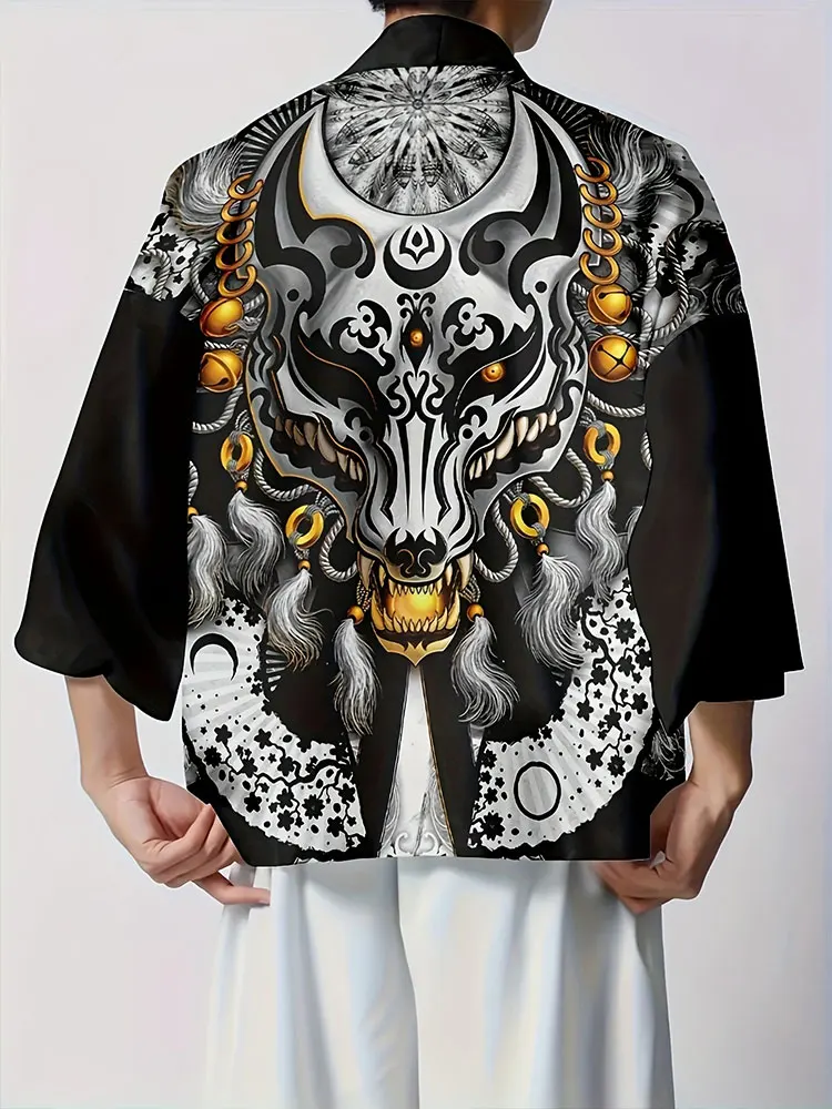 Japanese Traditional Kimono Daily Casual Men's Printed Animal Pattern Kimono Outdoor Holiday Leisure Cardigan Men's Clothing