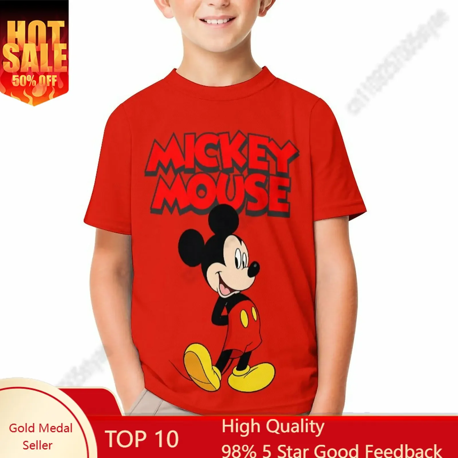 

Mickey Mouse T Shirt Boy Girl Short Sleeve Print Fashionable Cute Casual Cotton TShirt Comfortable Crew Neck Children Child Tee