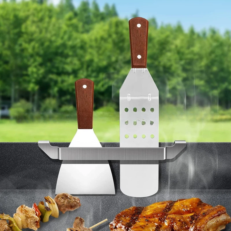 Supporto per spatola per piastra portautensili per Barbecue in acciaio accessori per piastra per piastra per piastra piatta per Chef da campo Blackstone