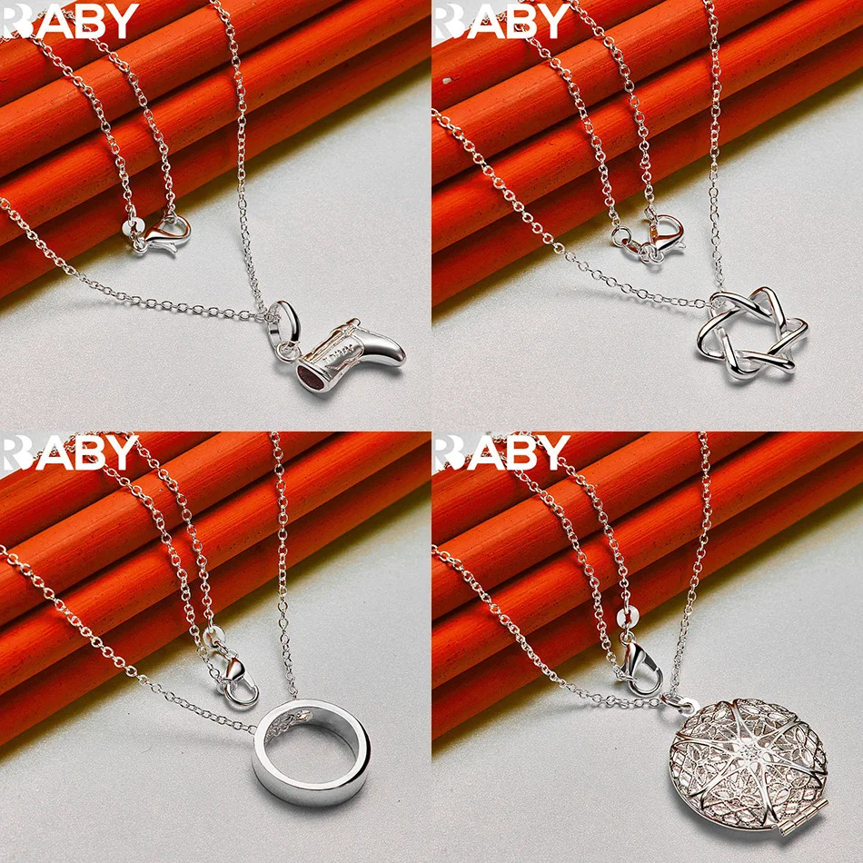 

URBABY 40-75cm 925 Sterling Silver Design Pendant Necklace For Women Men Anniversary Gift Popular Wild Fashion Romantic Jewelry