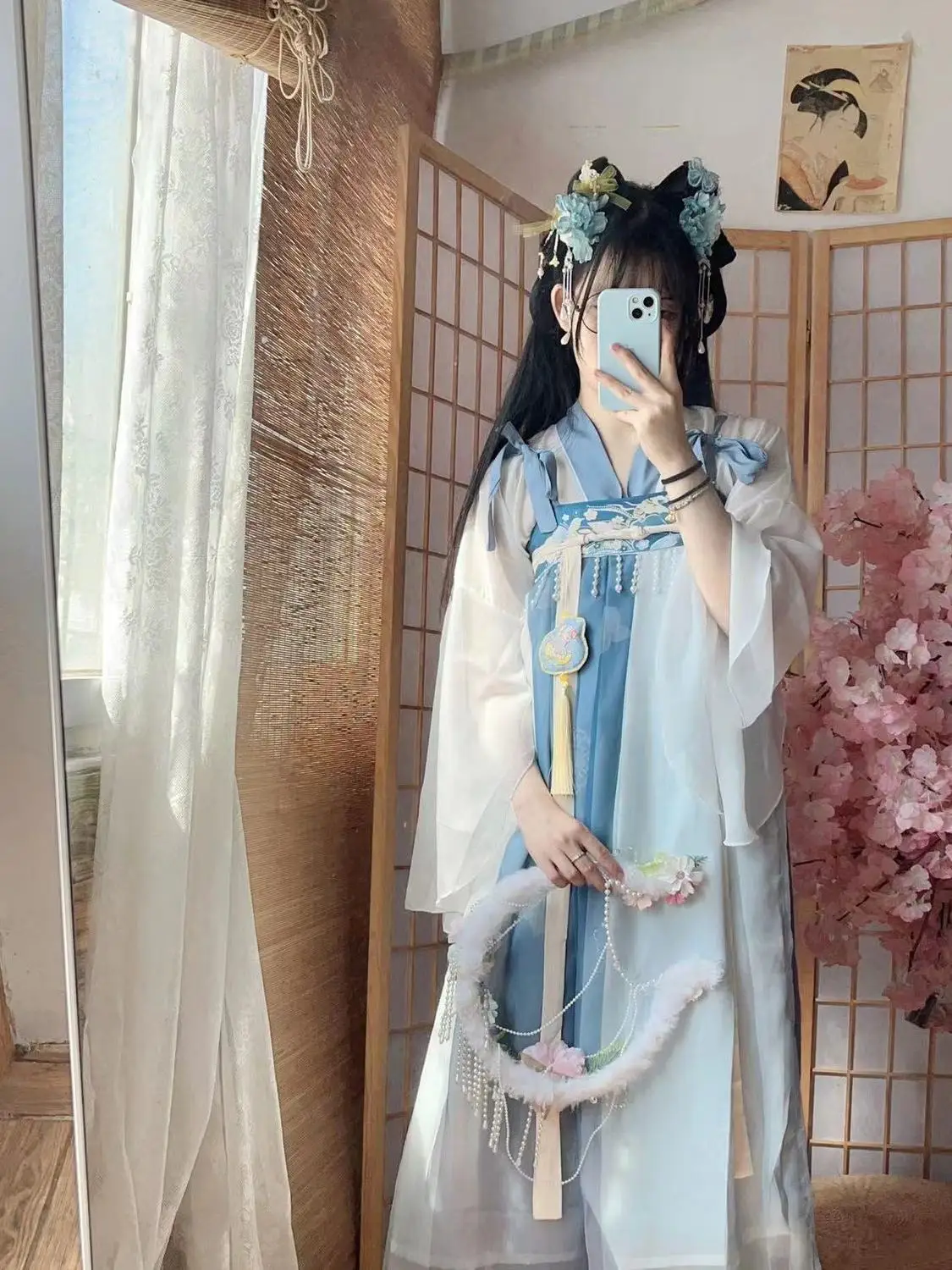  مجموعة تانغ سلالة هانفو - تنورة نسائية بطيات مطبوعة من Ruqun، ملابس صيفية من Han Elements، زي صيني للارتداء اليومي #4