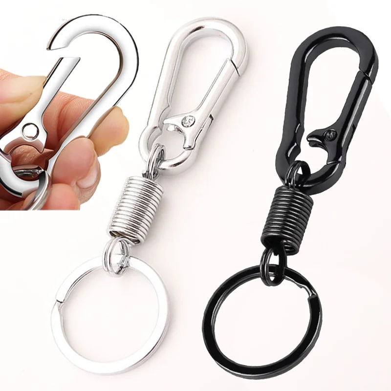 

Spring Keychain Anti-lost Climbing Hook Car Keychians Metal Vintage Key Rings Simple Strong Carabiner Shape KeyChain Accessories