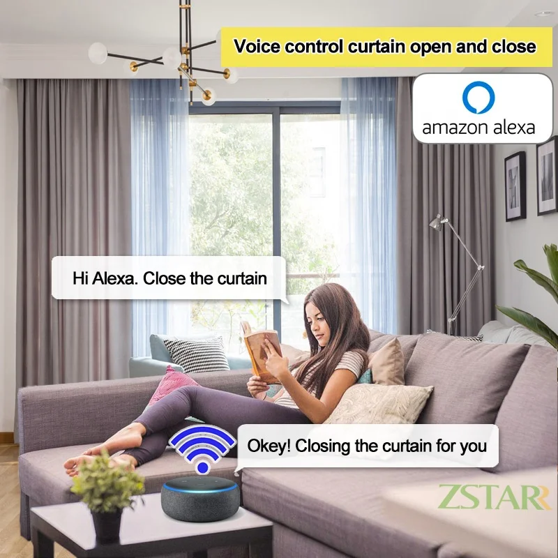 ZSTARR Smart WiFi Interruttore per tende telecomandato Vendita calda Binario per tende elettrico Accessori per binari per tende in metallo motorizzato