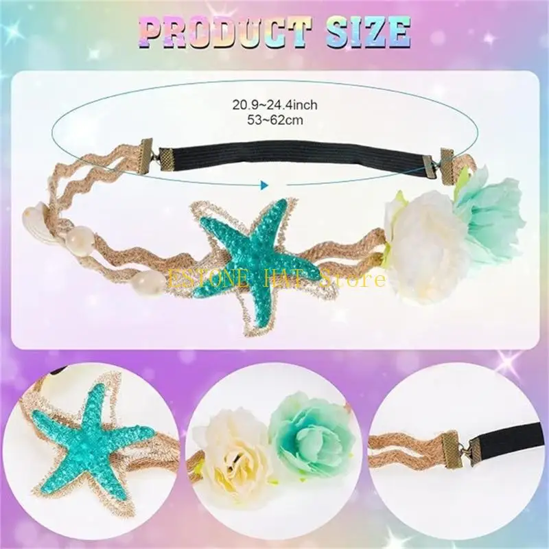 49MF Shell Earring Costume Set with Hair Band for Theme Styling Use