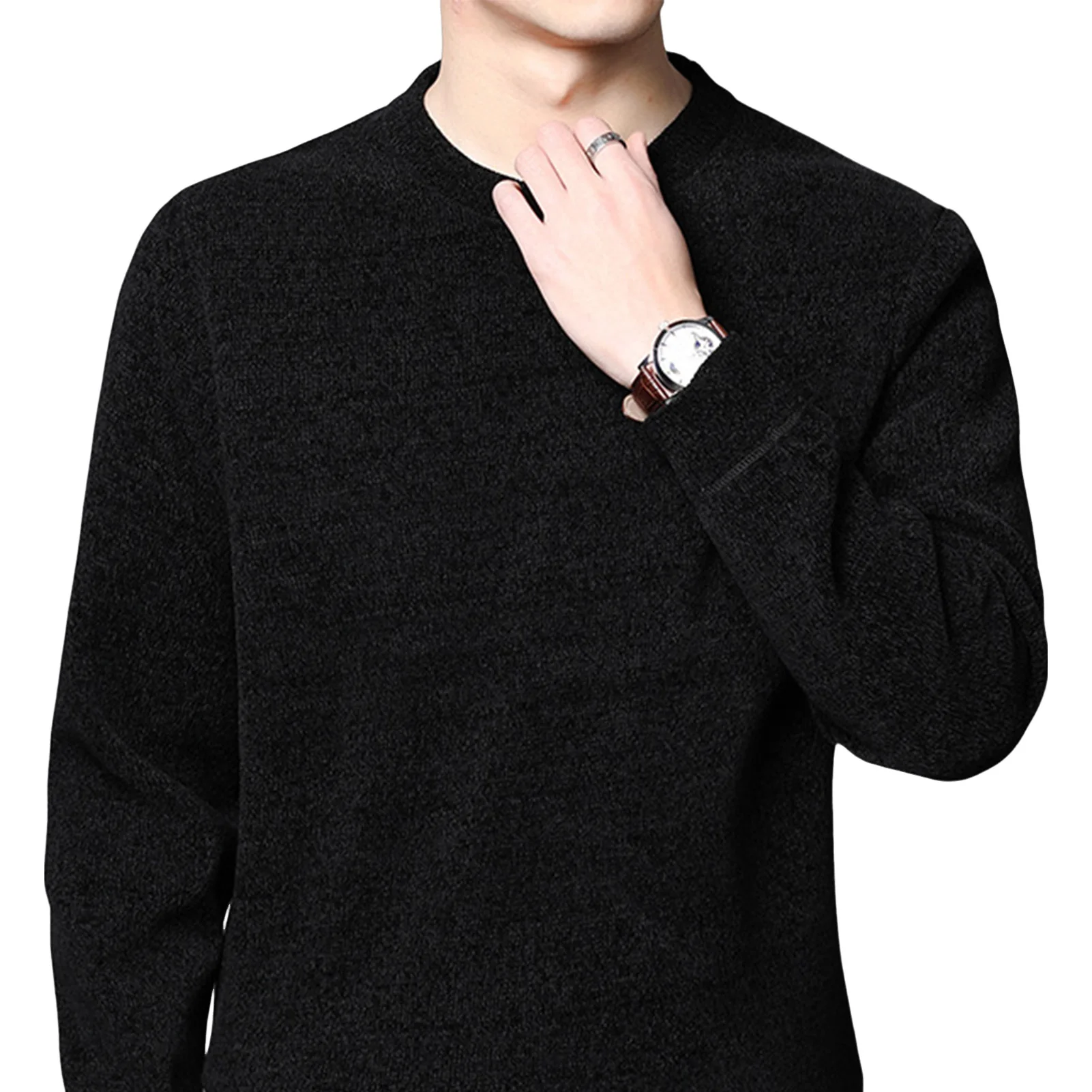 

Men's Round Neck Knitted Sweater Autumn and Winter Warm Sweater for Club Travel Outdoor Wear