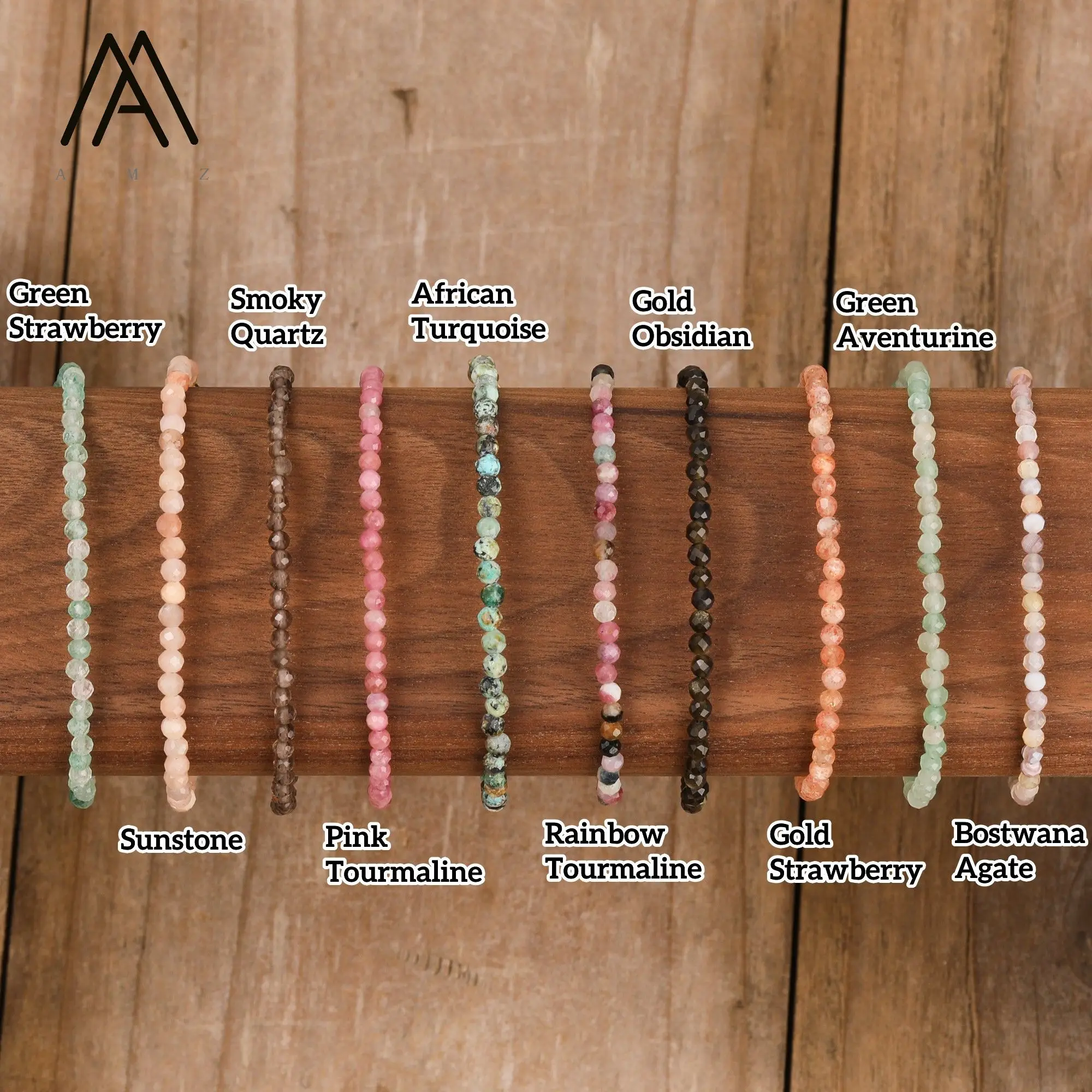 Natural Crystal Bracelets Faceted Gemstone 3mm Tiny Beads Stretch Bracelet Bohemian-Style Multi-Color Bracelets Classic Jewelry