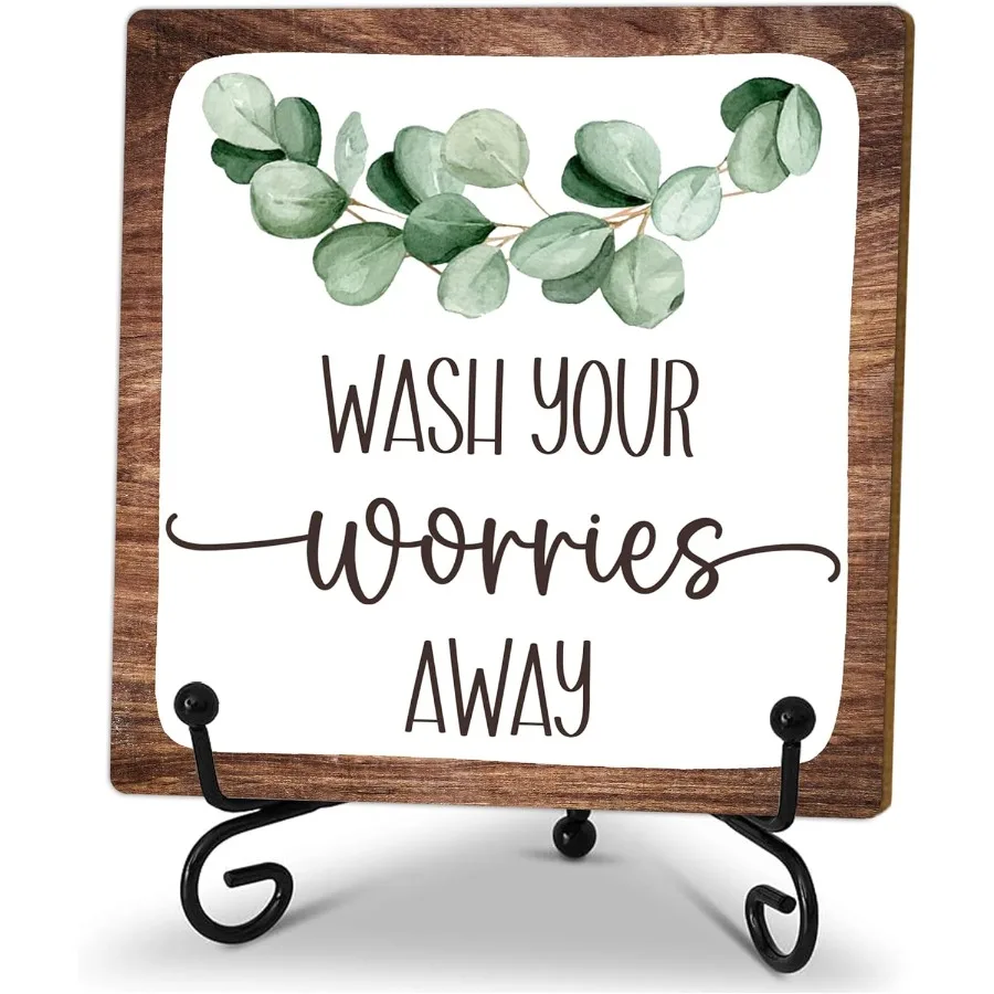 5 لوحة خشبية للحمام غسل تقلقك بعيدا علامة مضحك الحمام غرفة الغسيل مكتب ديكور مرحاض ضيف الحمام الديكور