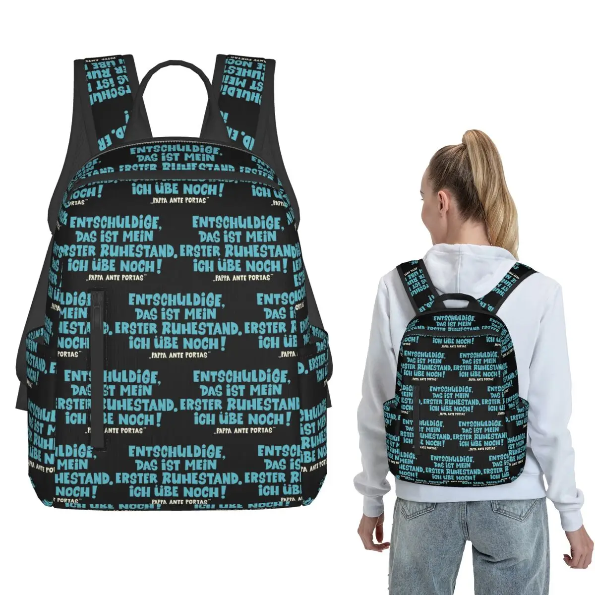Loriot Pappa Ante Portas This Is My First Retirement Backpack Large Capacity Boys Girls BookBag School Bag Shoulder