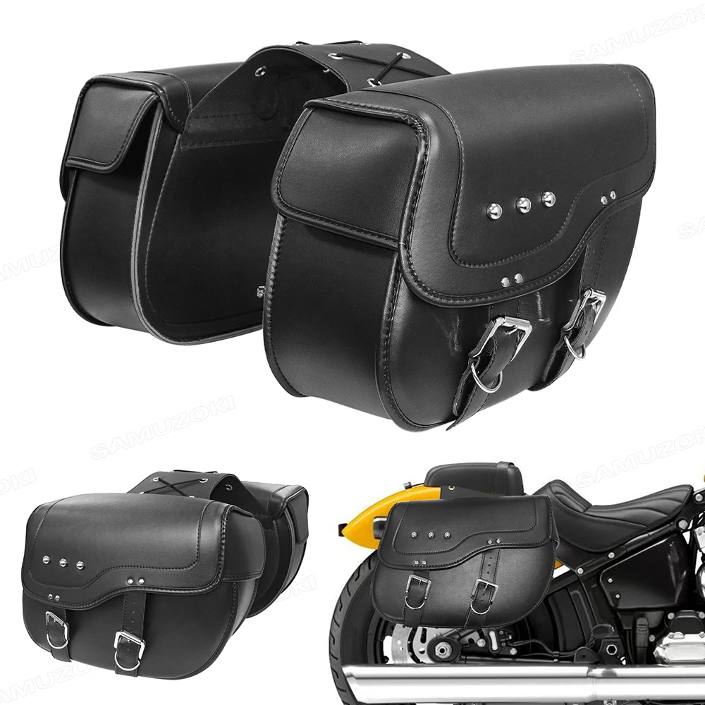 

Motorcycle Saddlebag Leather Waterproof Luggage Bags For Sportster XL883 For Rocket Roadster For Kawasaki Vulcan