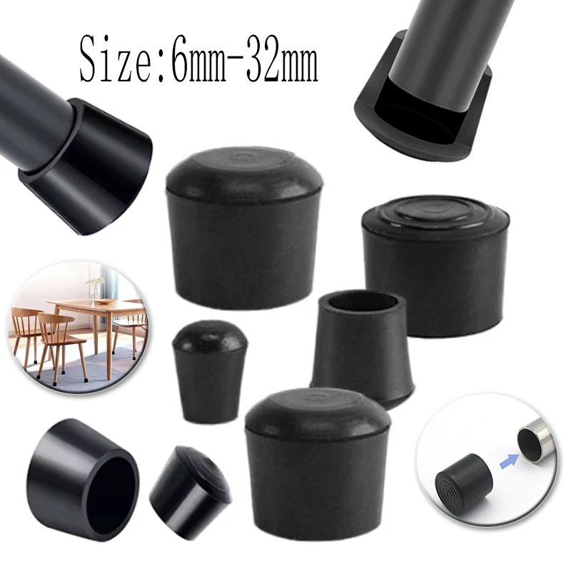 

Round Rubber Chair Leg Pad 6/7.5/9/10/12-32mm Furniture Leg Table End Plug PVC Silent Anti-slip Floor Protection Cap Foot Cover