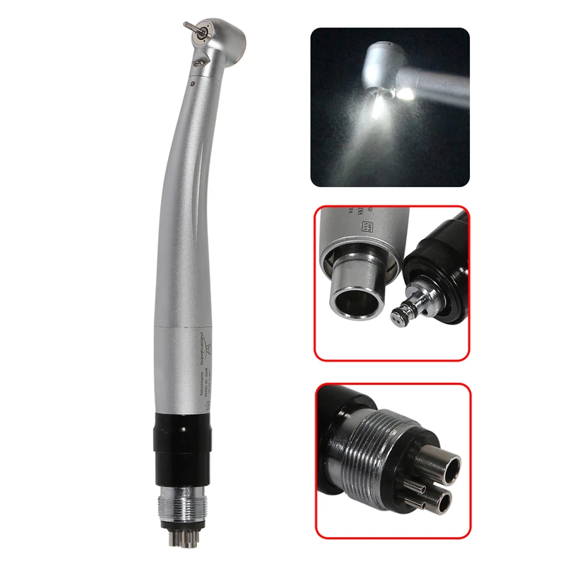 NSK Style Dental High Speed Big Head LED E-Generator Handpiece / Quick Coupler 4 Hole Quick Coupler