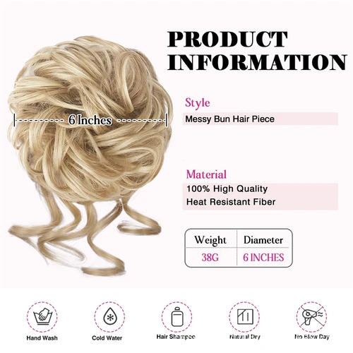 Imagen 2 del producto OLACARE moño de pelo sintético moño desordenado banda para el cabello rizado elástico Scrunchy piezas de cabello falso para mujeres horquillas negro marrón
