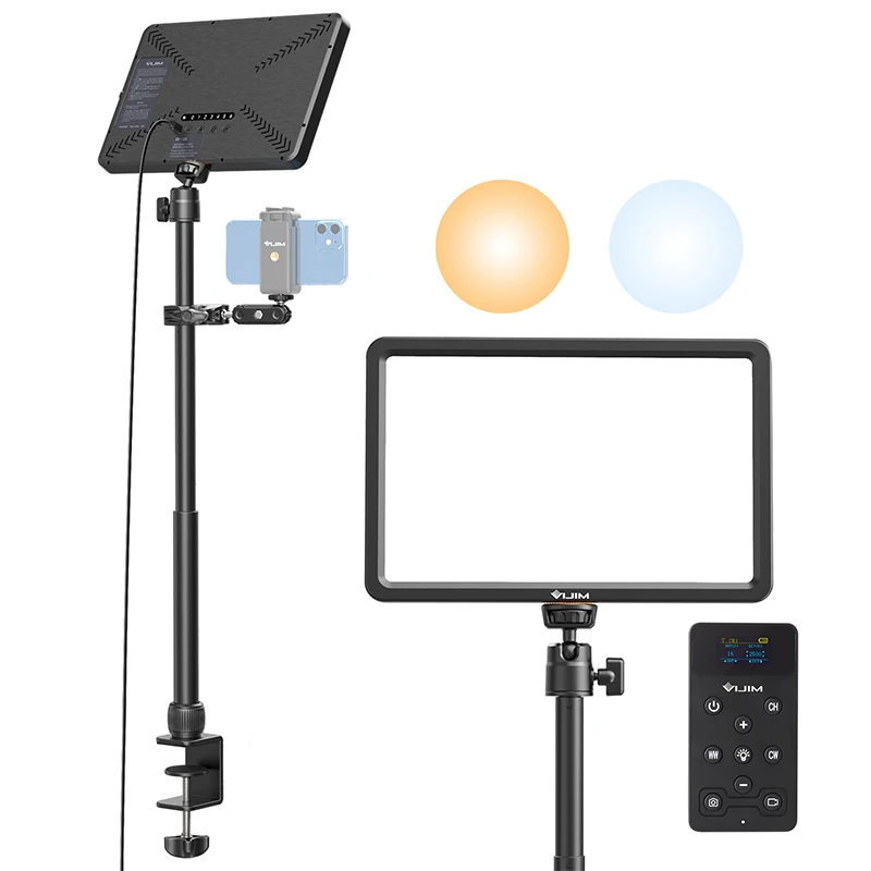 VIJIM K20 Pro Desktop Led Panel Lights Fill light With Super Clamp Extend Stand for Live Stream Youtube Photography Studio Lamp